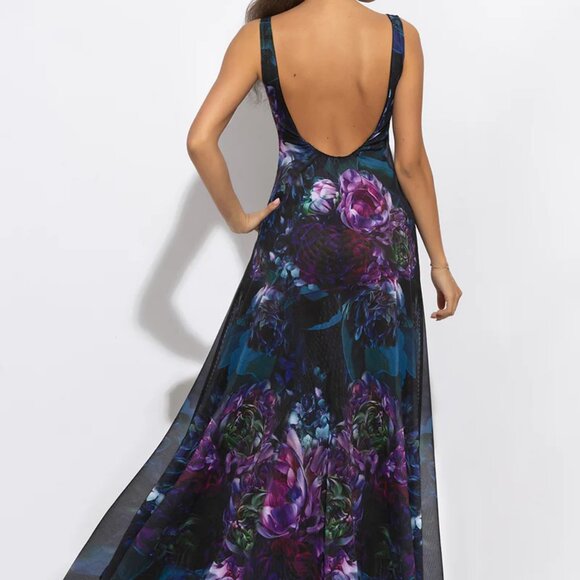 JIORO - BACKLESS LONG DRESS - PEONIES - Picture 5 of 7